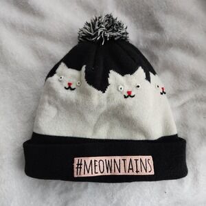 Kids TURTLE FUR  #Meowntains Pom Knit Beanie  - Kitty Cat Lover Snow Hat